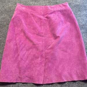 Vintage Express World Brand Fuchsia Pink Genuine Suede Leather Mini Skirt Sz 7/8